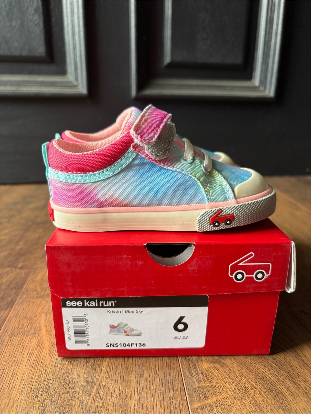 See Kai Run Kids Tie-Dye Velcro Sneakers - Pink, Blue, Teal Kristin - Blue Sky
